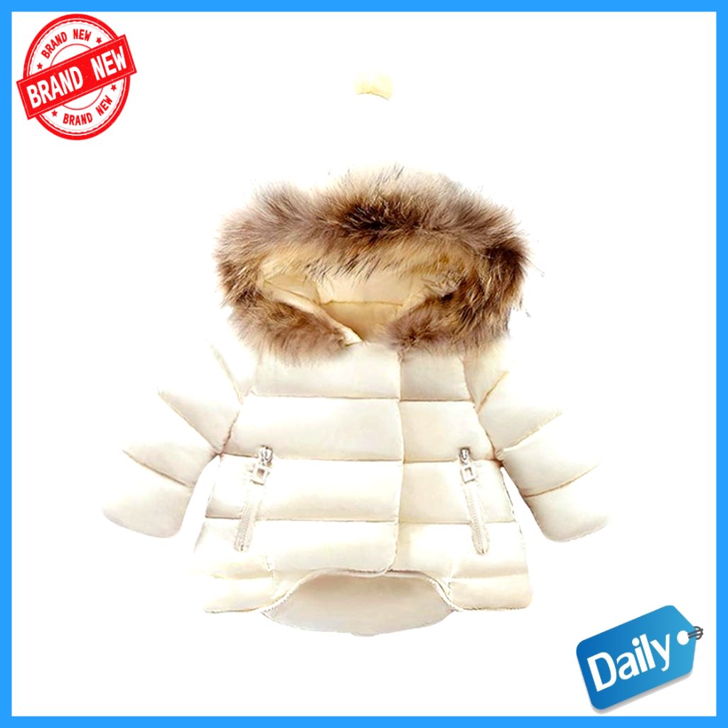 Toddler Winter Puffer Down Jacket Hooded Fur Snowsuit 12-18 Months
